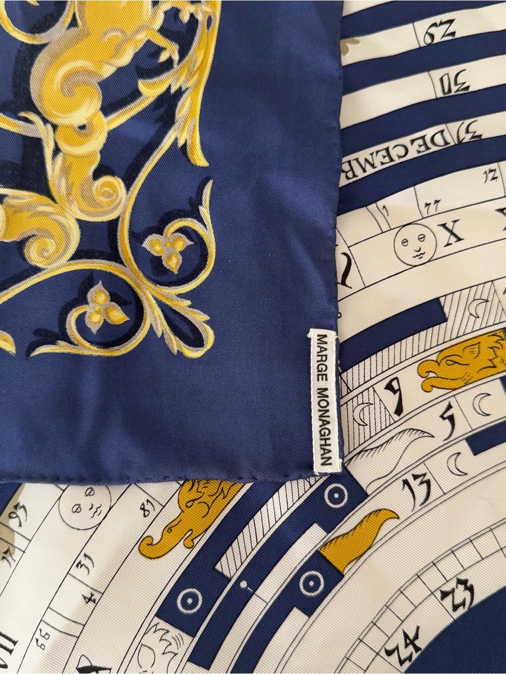 HERMES Silk Scarf THE ASTROLOGIE DIES ET HORE by F. Faconnet Blue Gold Astrology - Picture 5 of 8